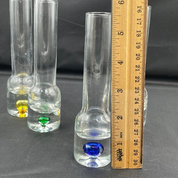4 Narrow Circleware Vodka Alcohol Shot Glasses Colorful Bases Barware Bud Vases - Picture 5 of 7